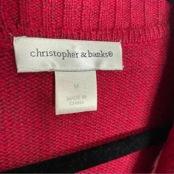 Vintage Christopher & Banks Christmas Sweater snowflake, zipper front  Size M - Picture 9 of 11